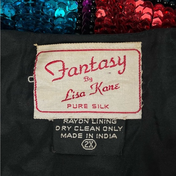 VINTAGE Fantasy by Lisa Kane Sequin Patchwork Jacket As Seen On VP Kamala Harris - Picture 14 of 16